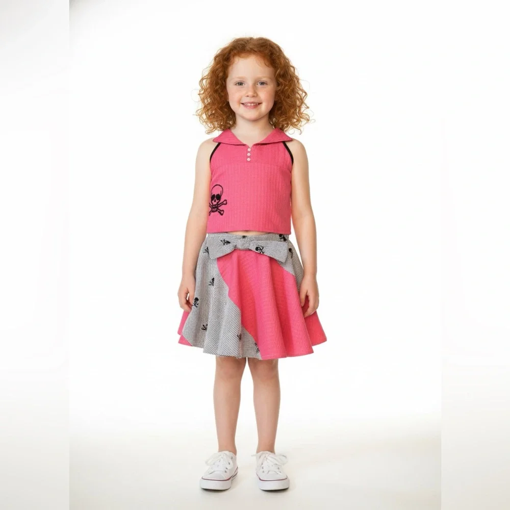 Leopard Daisy Boutique Pirate Theme Nautical Skirt‎ Set 4T NWT